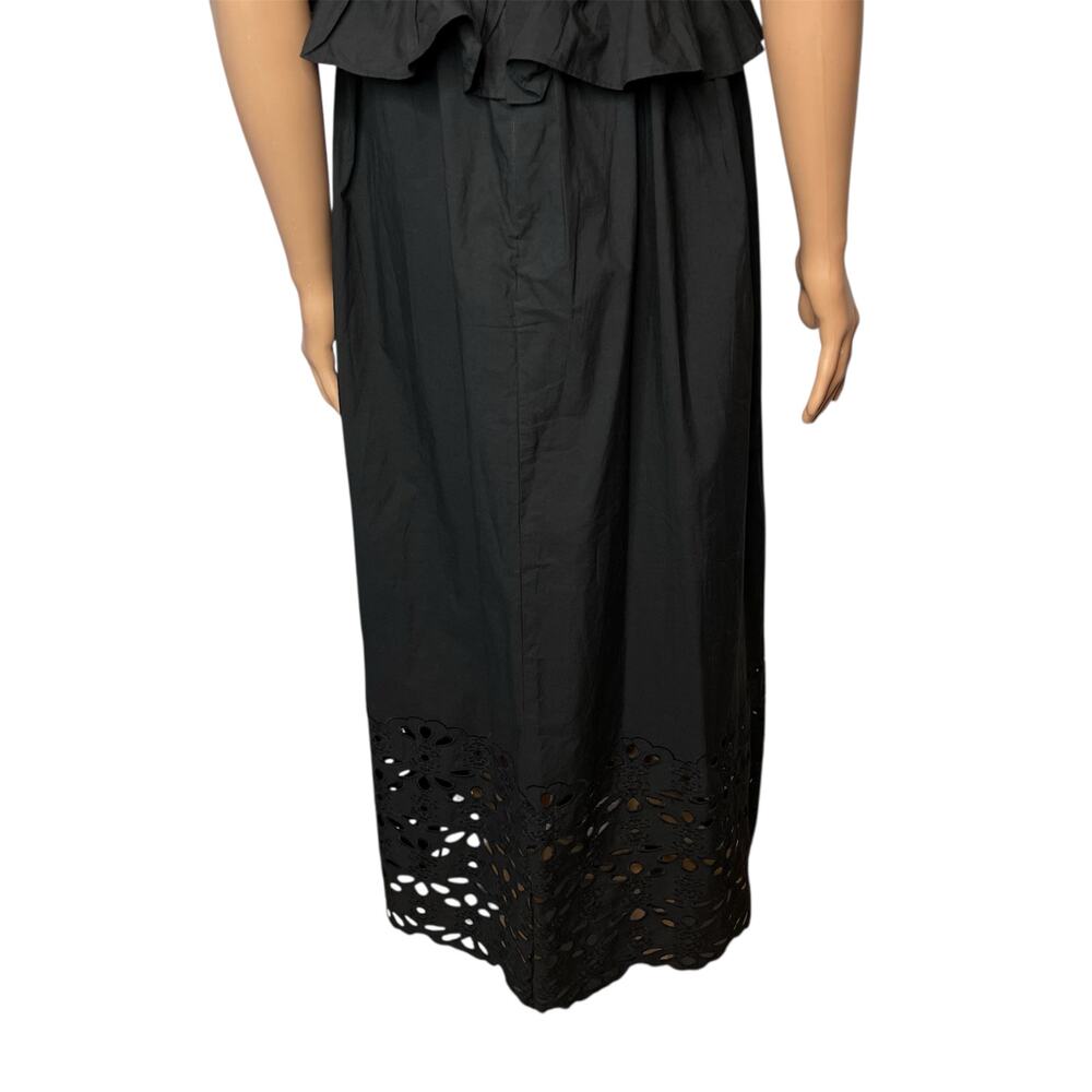Caroline Constas New Embroidered Peplum Waist Spaghetti Strap Black Dress Sz M - Picture 5 of 11
